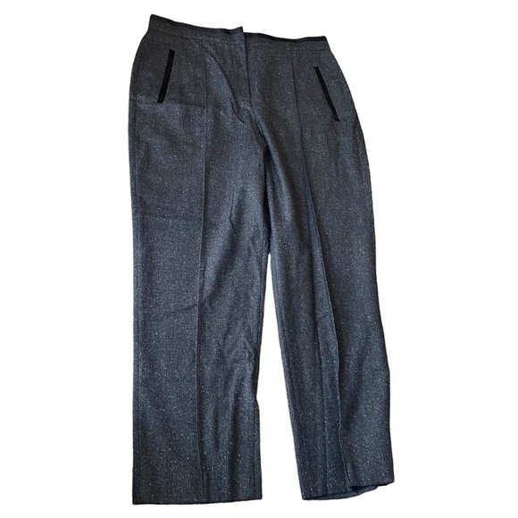 Rebecca Taylor Womens 12 Tailored Trouser Pant Charcoal Gray Herringbone Pleated - Picture 15 of 15